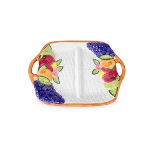 Vintage Fitz and Floyd Fruit Fare relish platter basketweave design